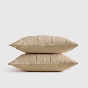Quince Lightweight European Linen Box Quilted Sham Set - King